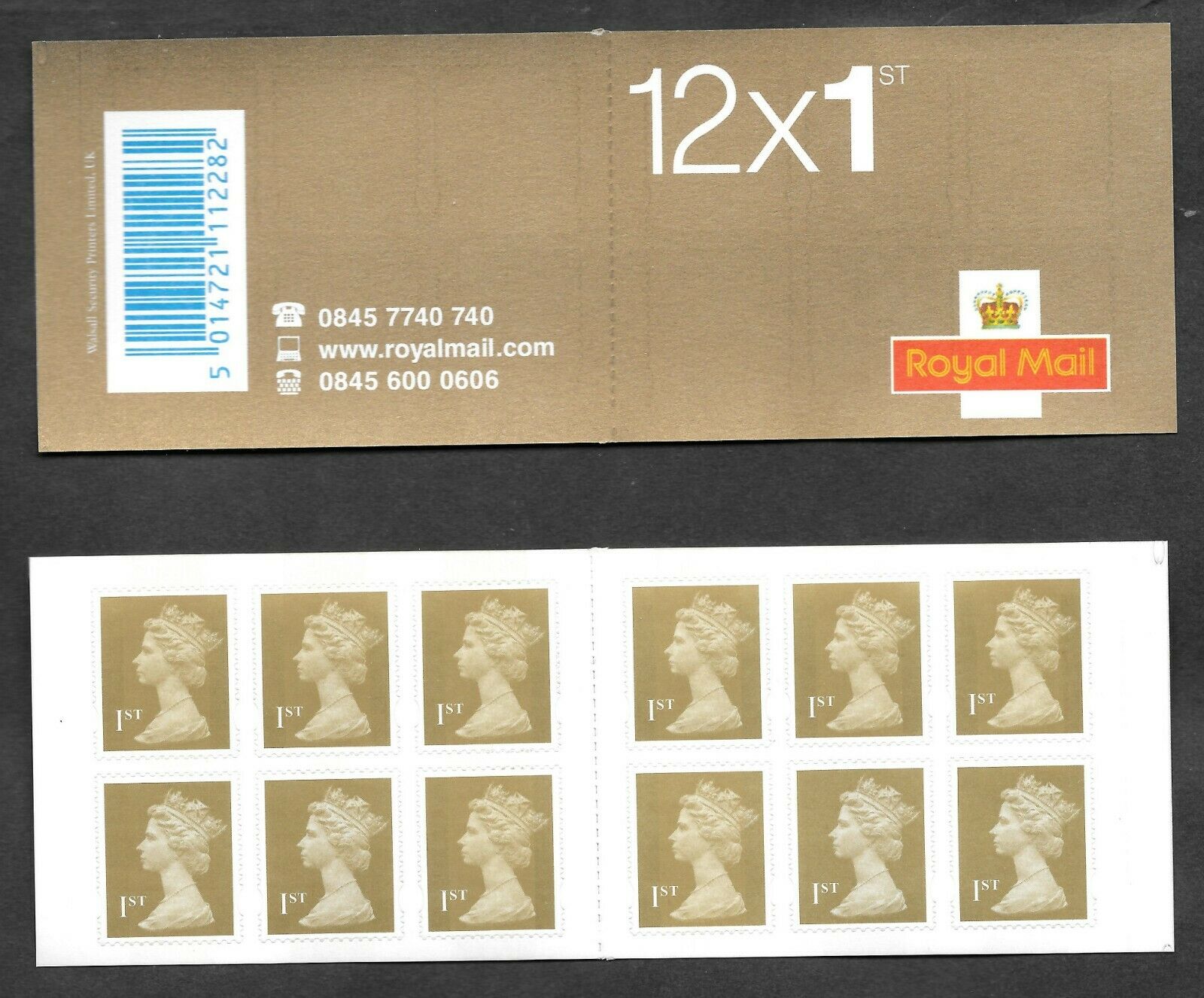 (image for) Forgery of 12 x 1st Class Gold Walsall Self Adhesive Booklet. Matt cover. - Click Image to Close